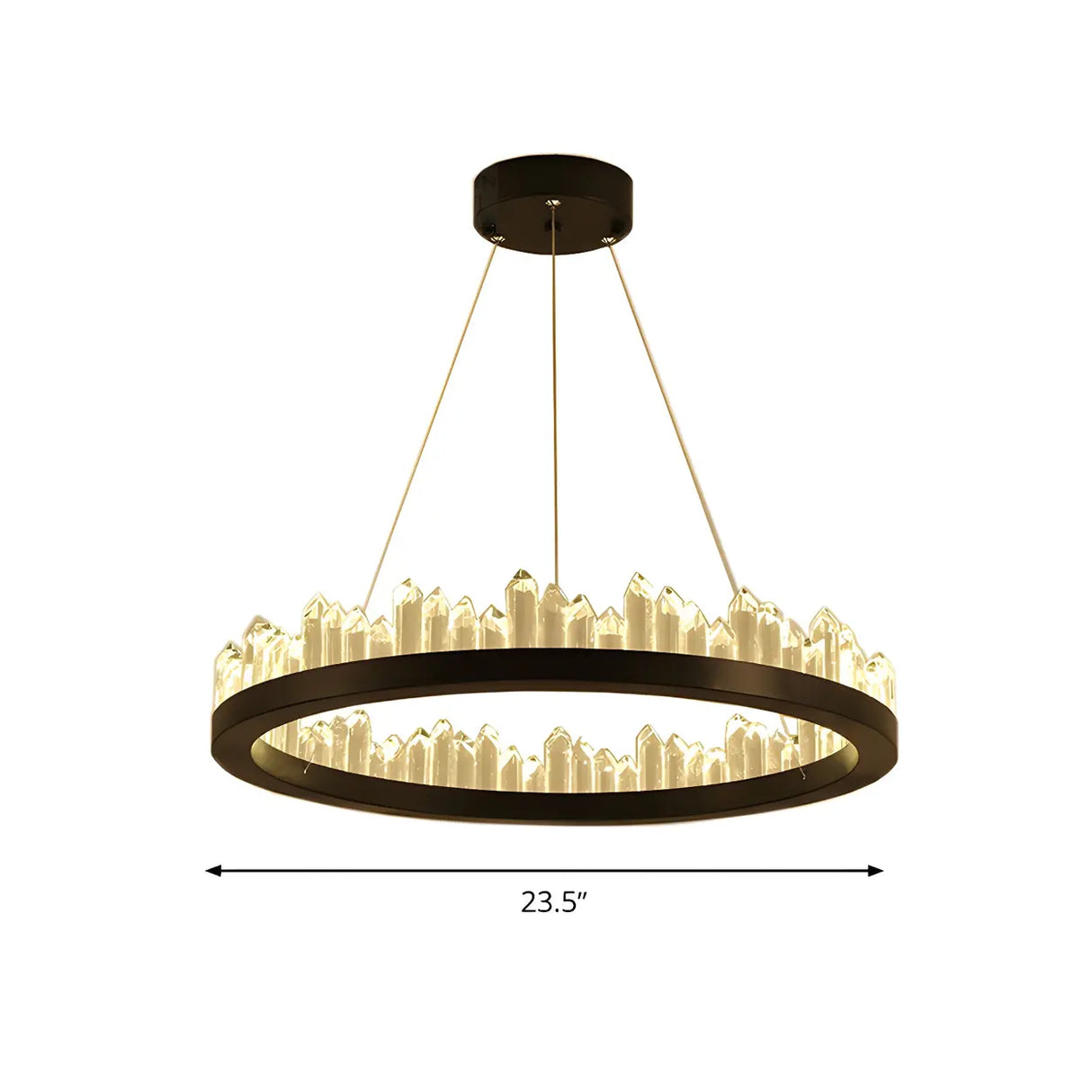 Modern Circular Crystal Chandelier for Living Room Black Image - 7
