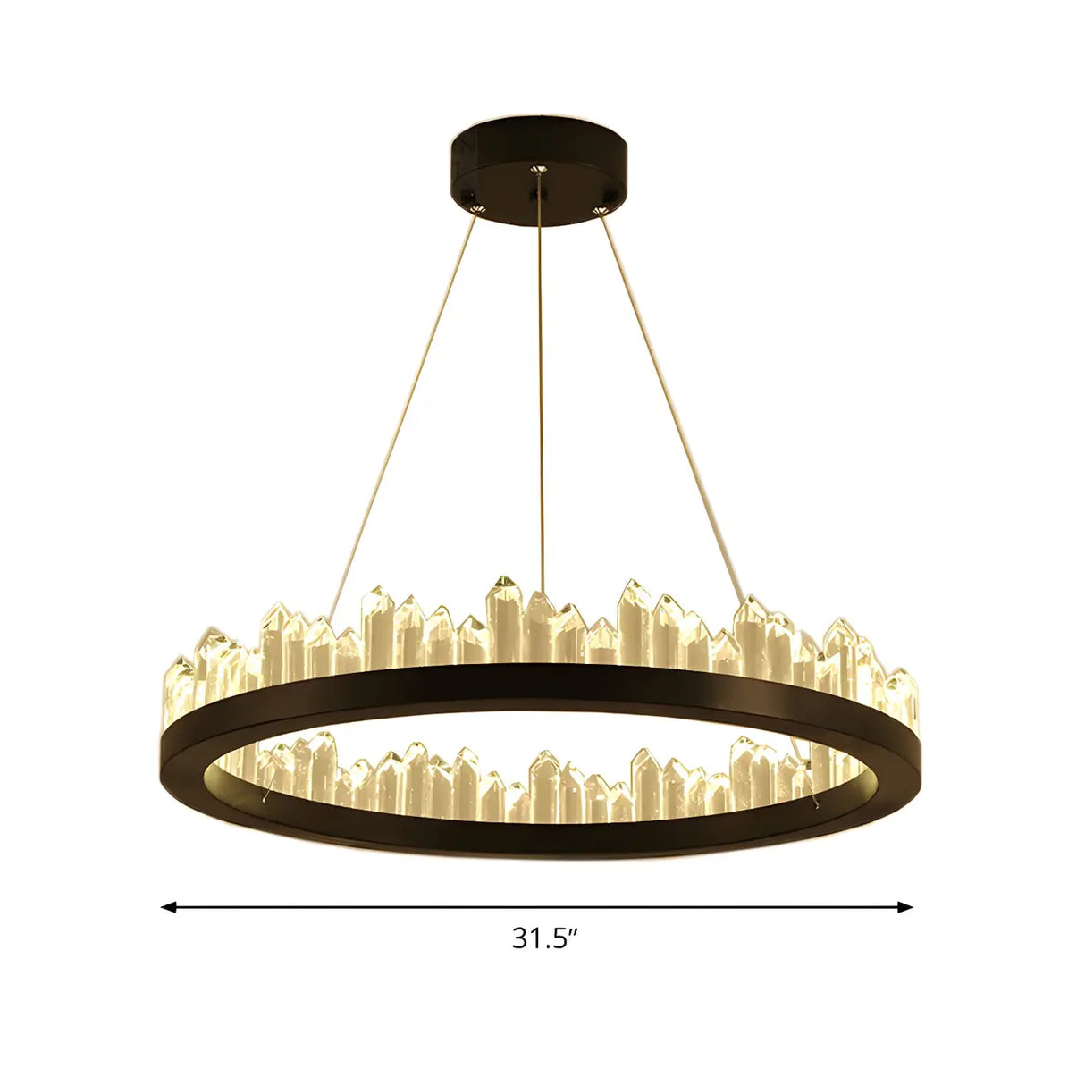Modern Circular Crystal Chandelier for Living Room Black Image - 8