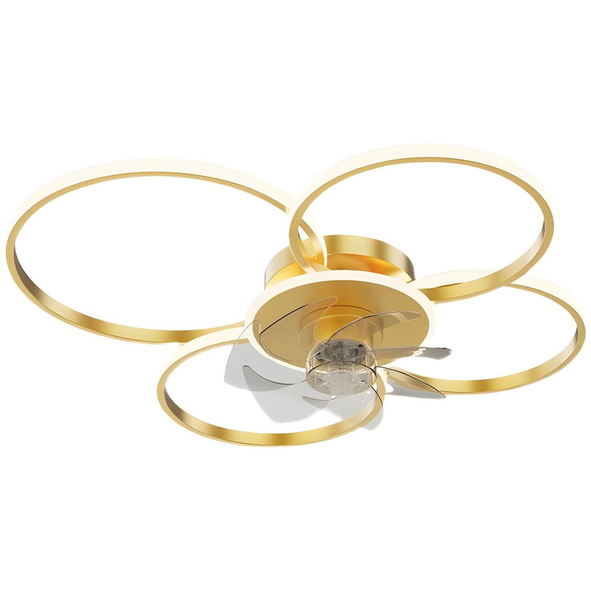 Modern Circular Design Flush Ceiling Fan with LED Light Image - 10