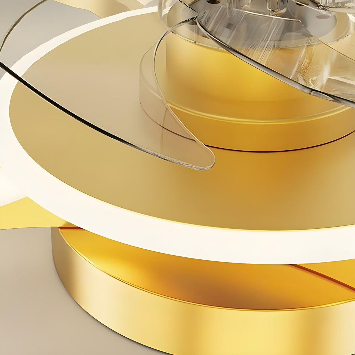 Modern Circular Design Flush Ceiling Fan with LED Light Image - 13