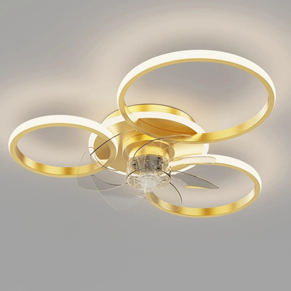 Modern Circular Design Flush Ceiling Fan with LED Light Image - 3
