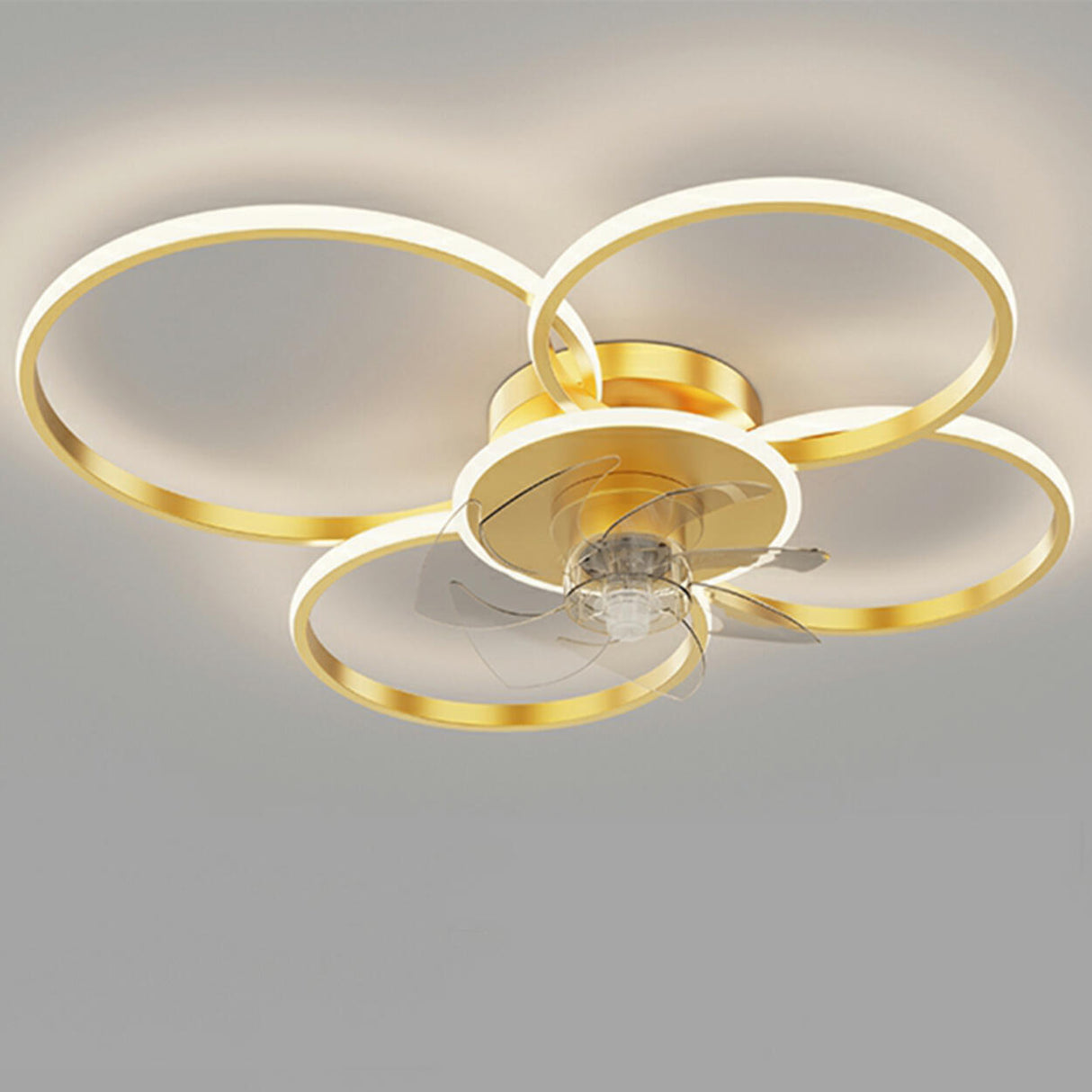 Modern Circular Design Flush Ceiling Fan with LED Light Image - 5