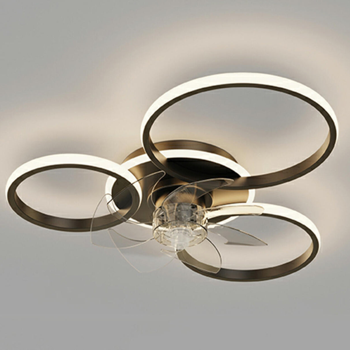 Modern Circular Design Flush Ceiling Fan with LED Light Image - 9