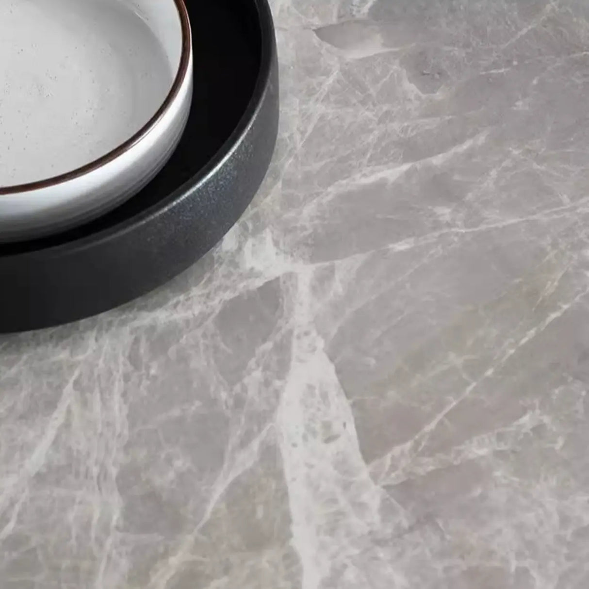 Modern Circular Grey Sintered Stone Extendable Dining Table Image - 6