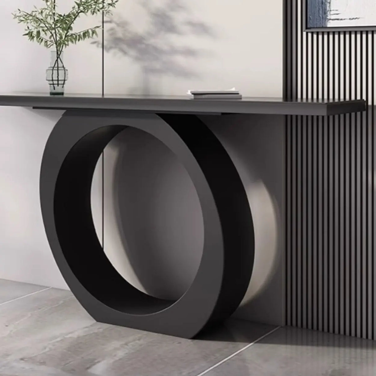 Modern Circular Iron Base Sintered Stone Console Table Image - 1