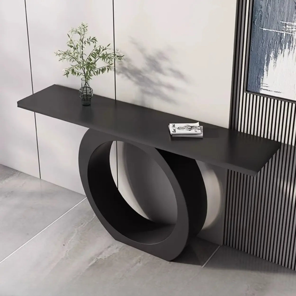 Modern Circular Iron Base Sintered Stone Console Table Image - 2