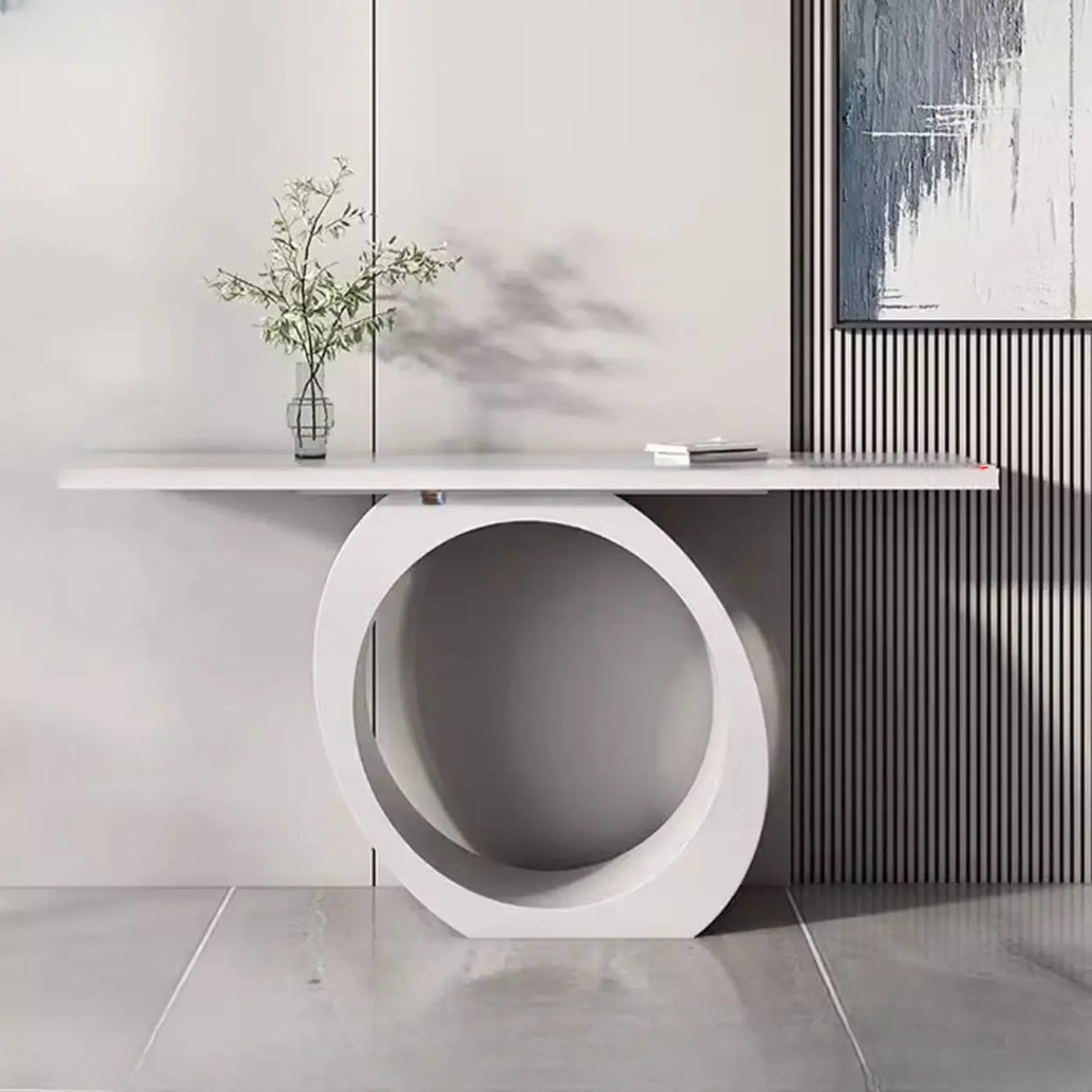 Modern Circular Iron Base Sintered Stone Console Table Image - 3