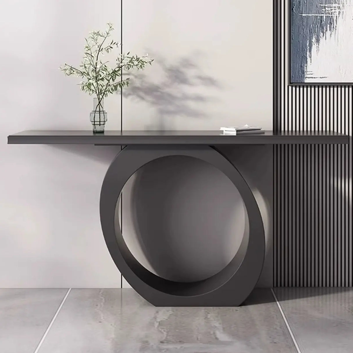 Modern Circular Iron Base Sintered Stone Console Table Image - 4