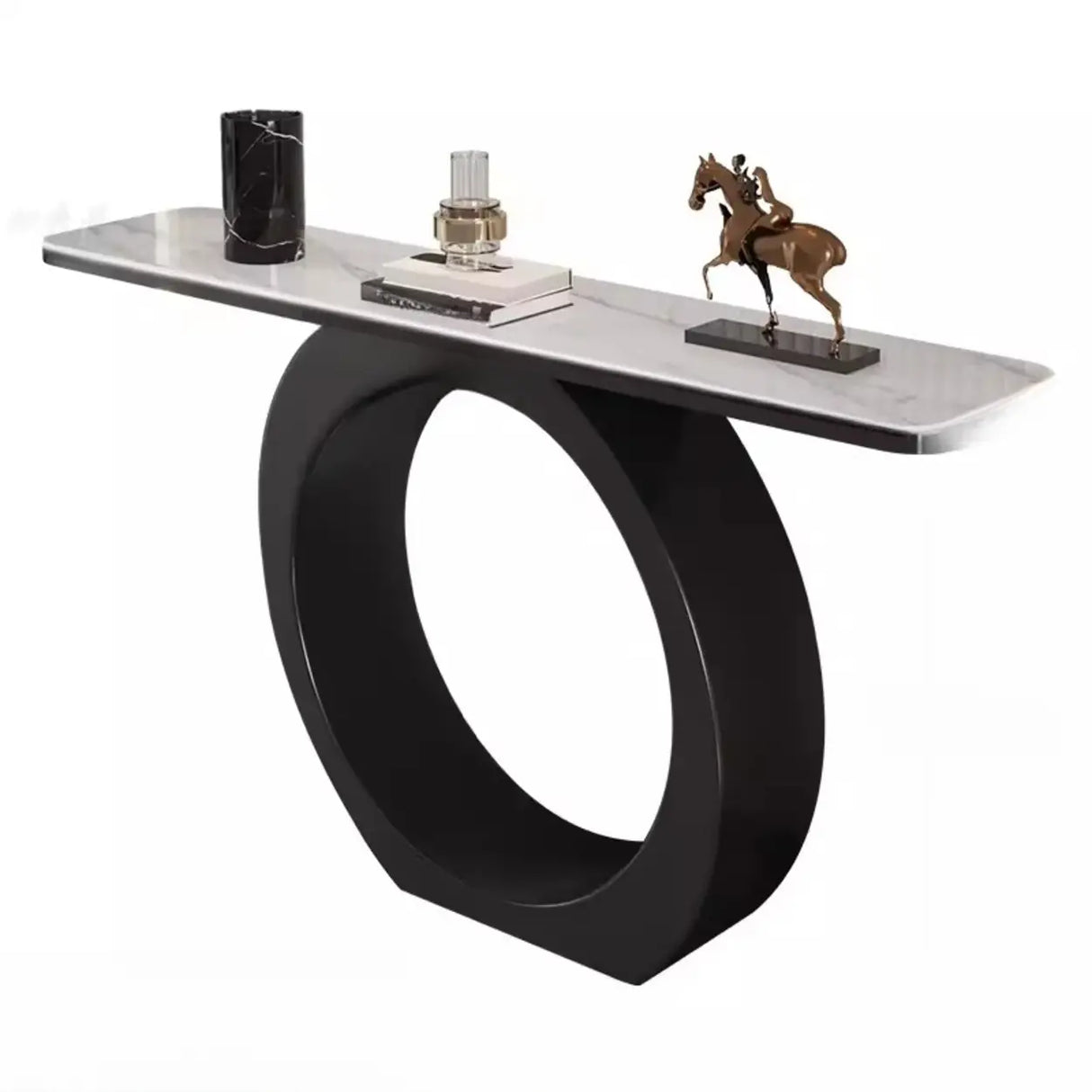 Modern Circular Iron Base Sintered Stone Console Table Image - 5