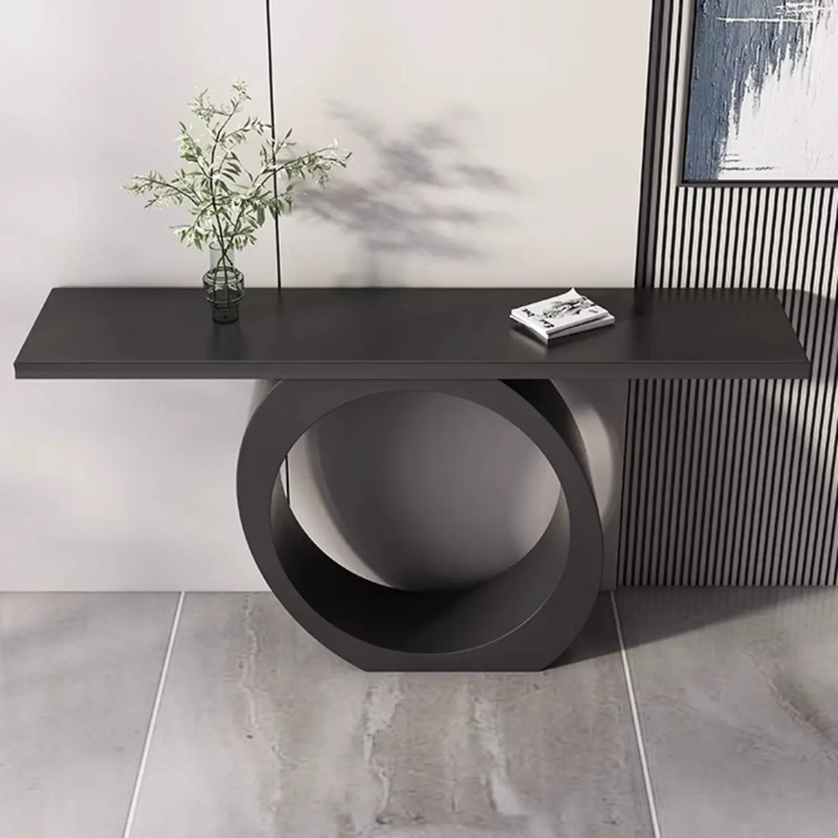 Modern Circular Iron Base Sintered Stone Console Table Image - 6