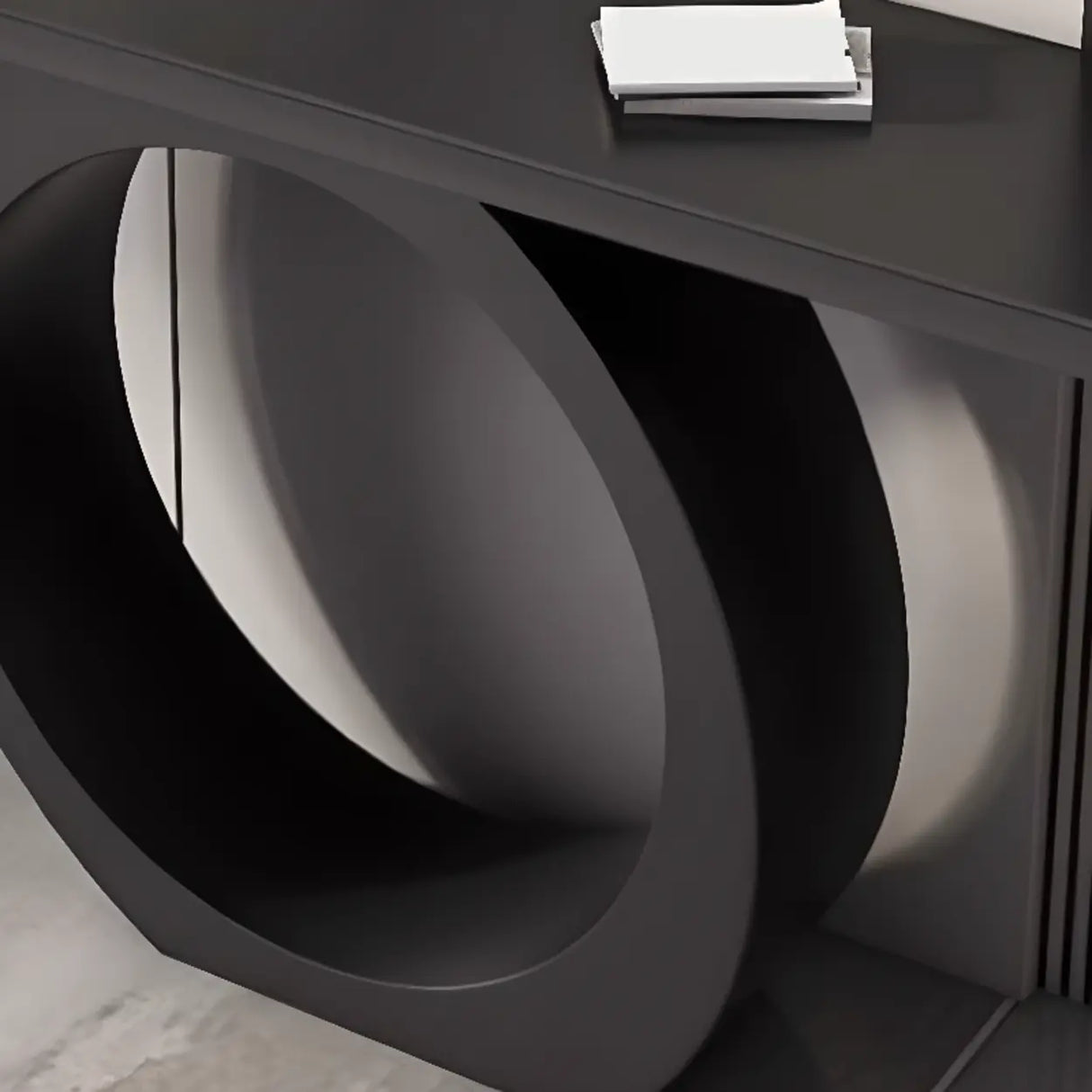 Modern Circular Iron Base Sintered Stone Console Table Image - 7