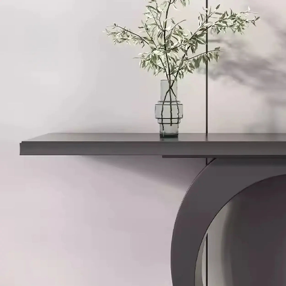 Modern Circular Iron Base Sintered Stone Console Table Image - 8