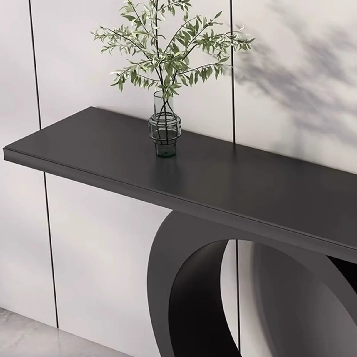 Modern Circular Iron Base Sintered Stone Console Table Image - 9