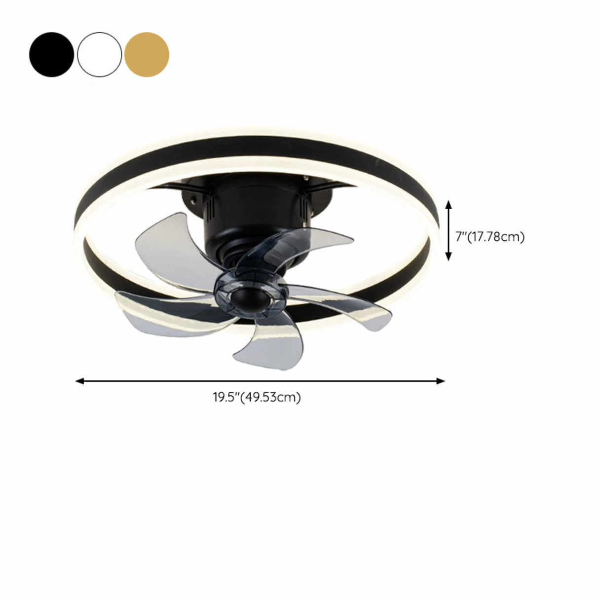 Modern Circular LED Semi-Flush Ceiling Fan with Light
