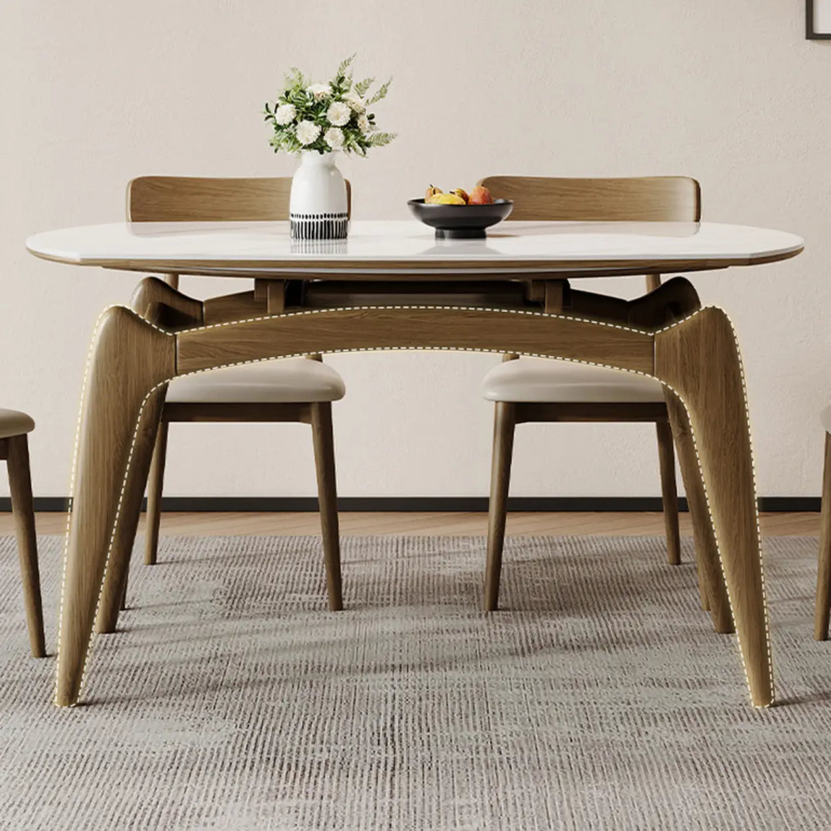 Modern Circular Sintered Stone Extendable Dining Table White Image - 12