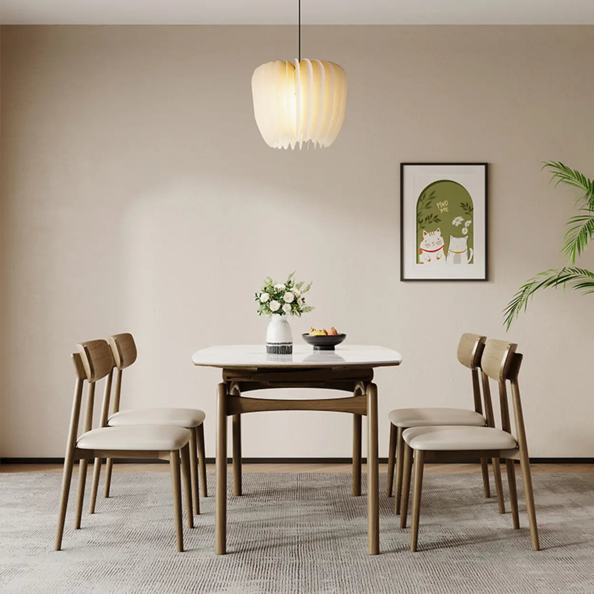Modern Circular Sintered Stone Extendable Dining Table White Image - 4