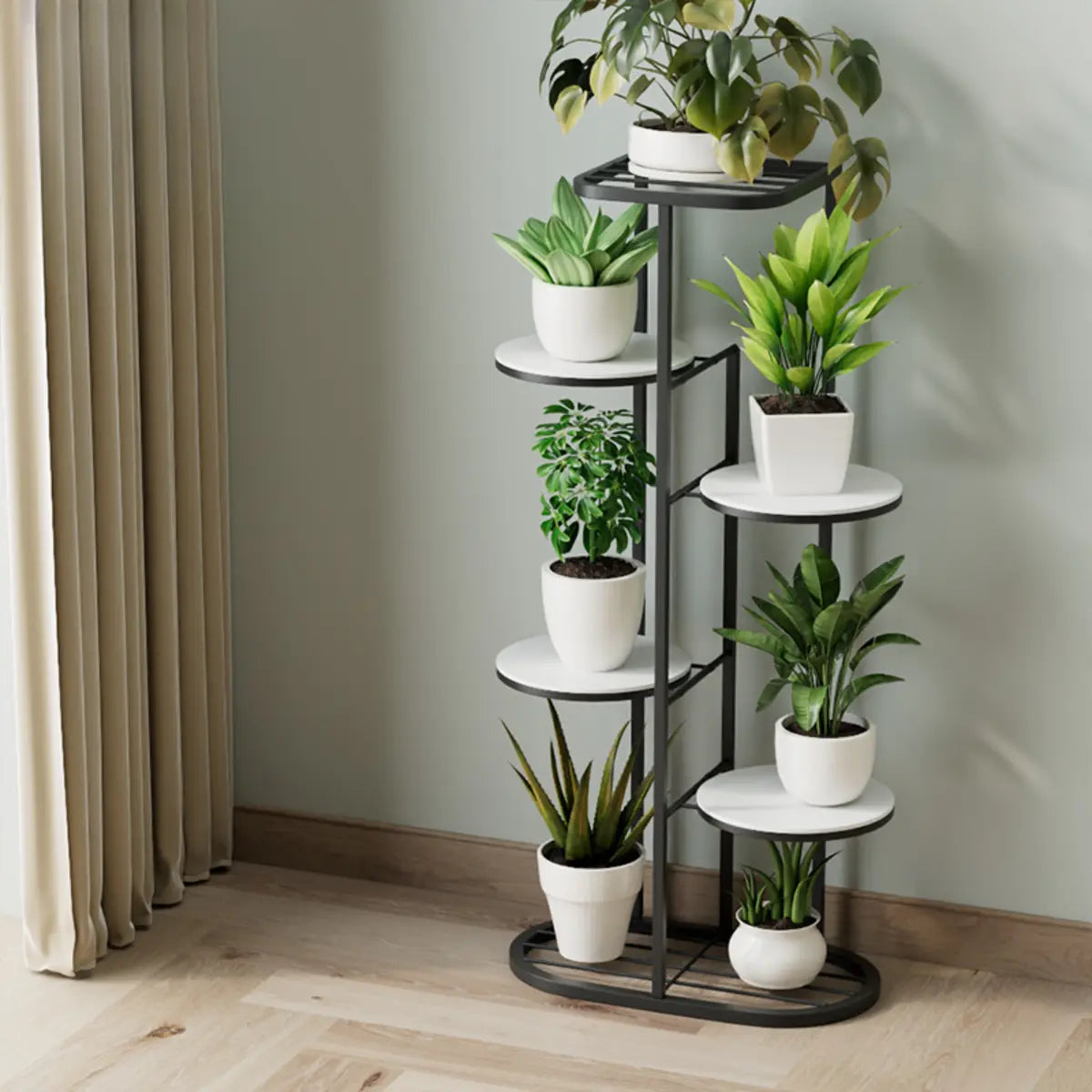 Modern Circular Tray Multi-Tier Metal Floor Plant Stand Image - 12