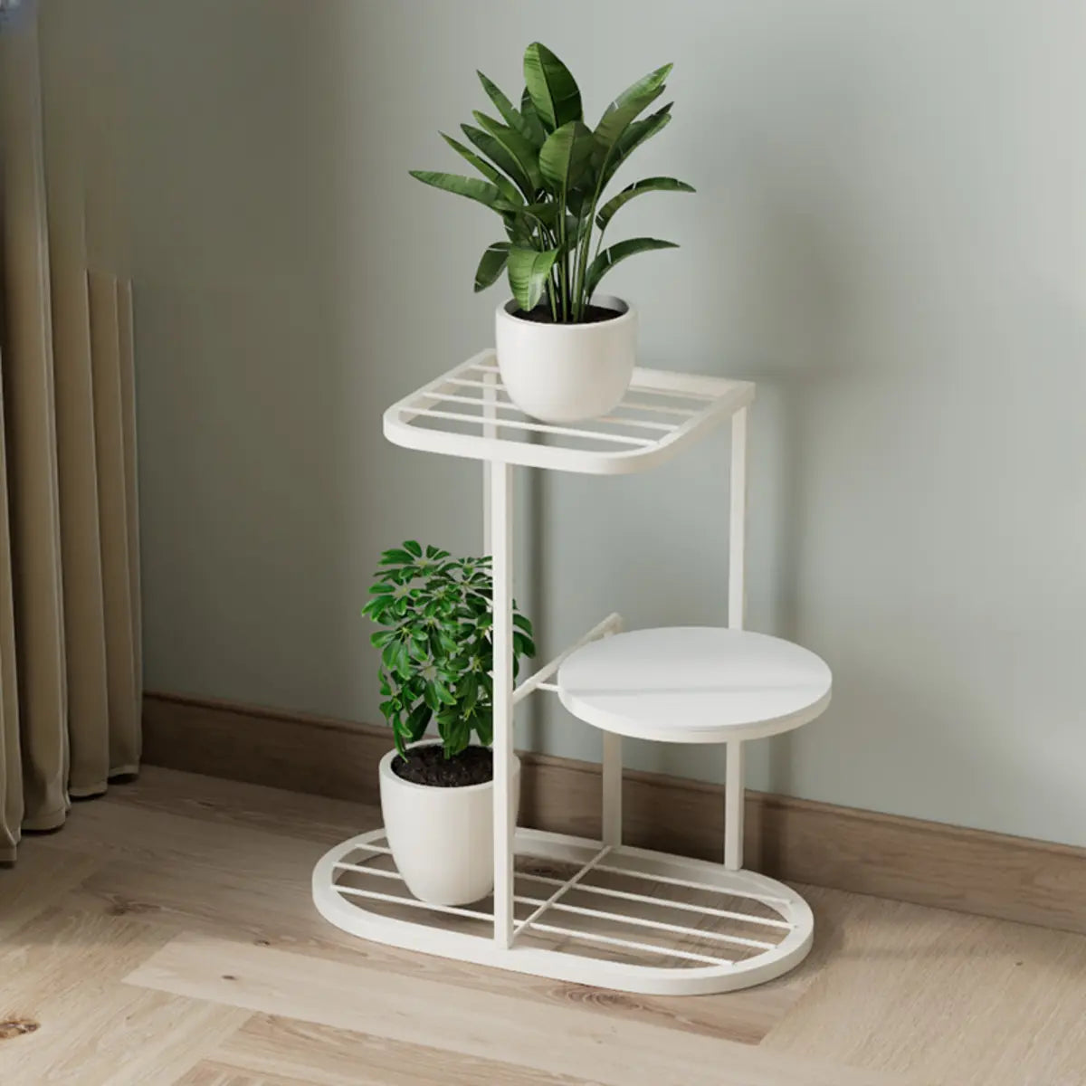 Modern Circular Tray Multi-Tier Metal Floor Plant Stand Image - 14