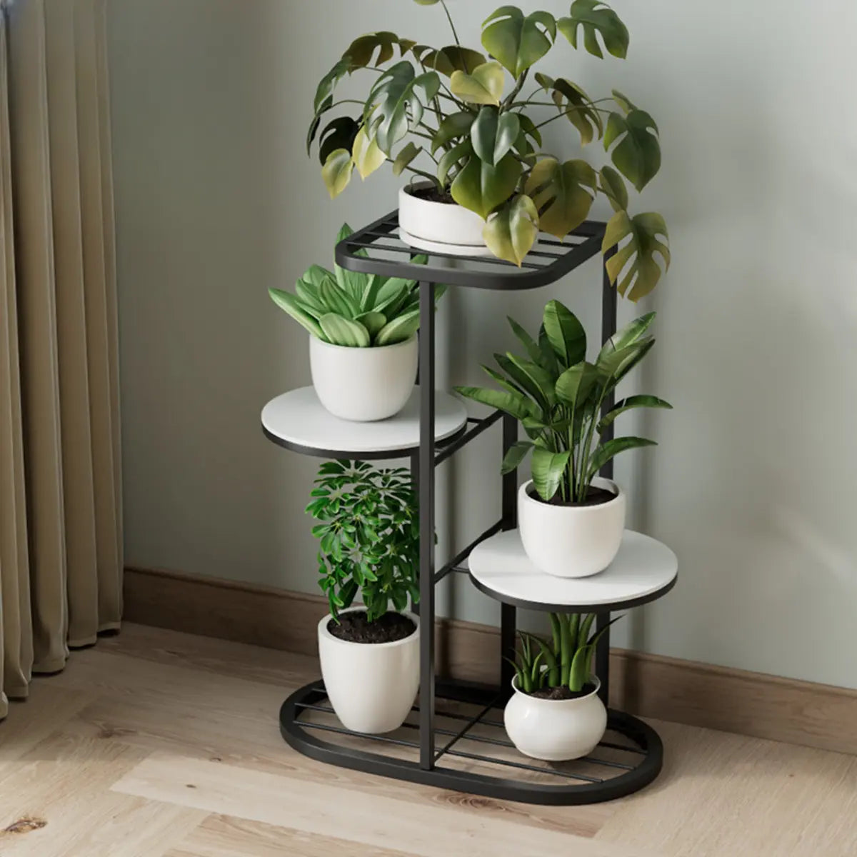 Modern Circular Tray Multi-Tier Metal Floor Plant Stand Image - 18