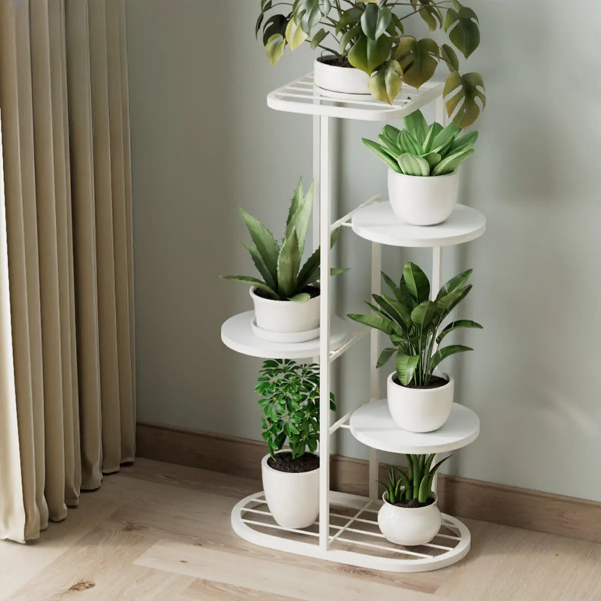 Modern Circular Tray Multi-Tier Metal Floor Plant Stand Image - 19