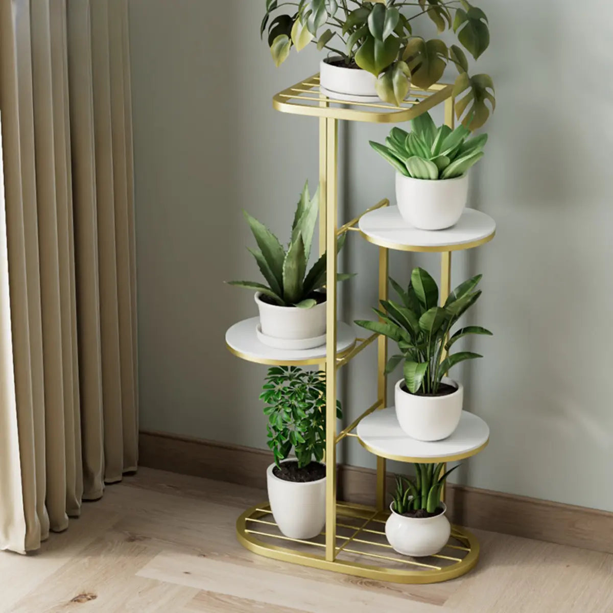 Modern Circular Tray Multi-Tier Metal Floor Plant Stand Image - 20
