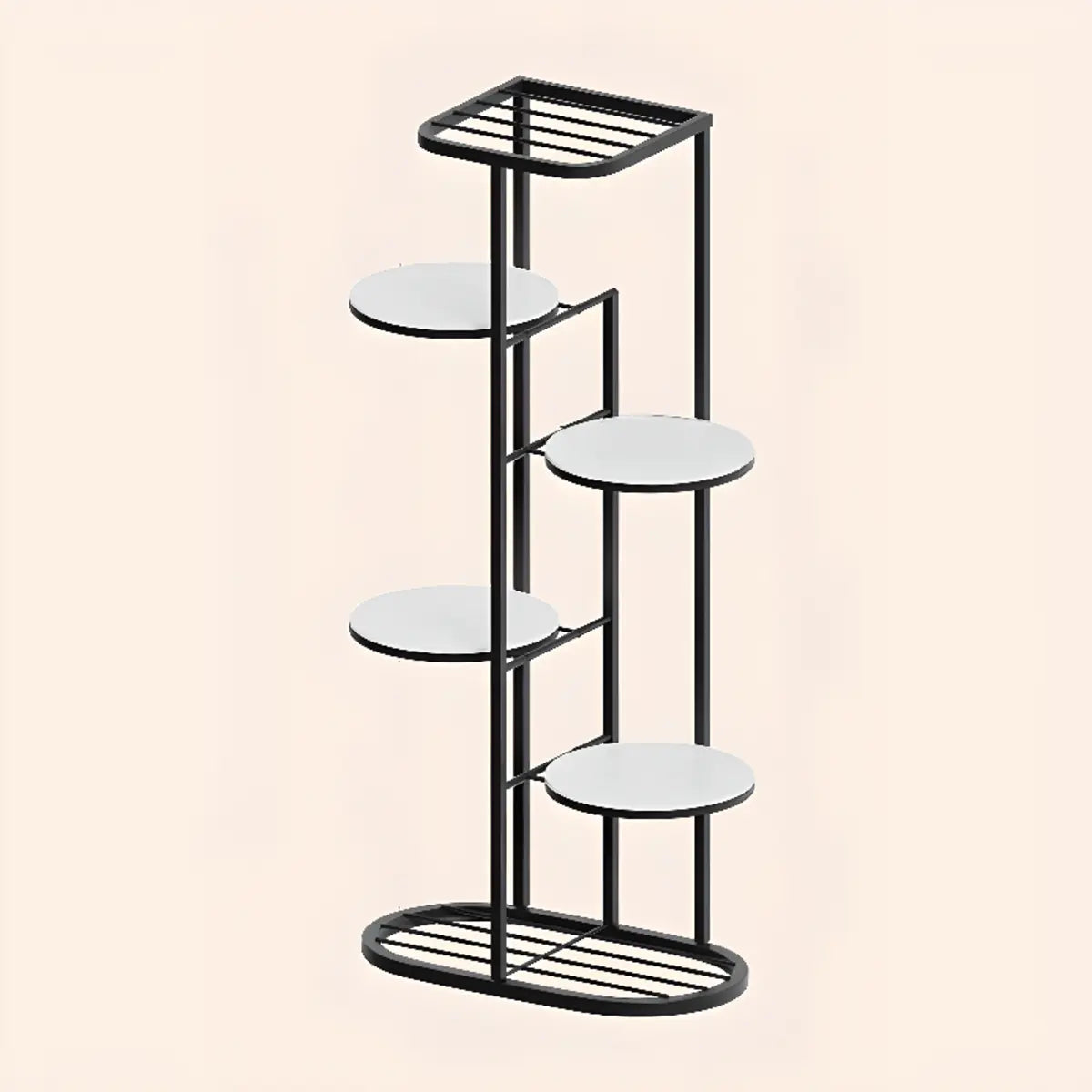 Modern Circular Tray Multi-Tier Metal Floor Plant Stand Image - 5
