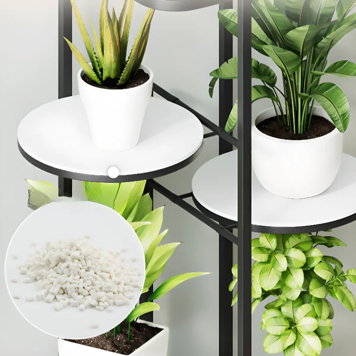 Modern Circular Tray Multi-Tier Metal Floor Plant Stand Image - 6