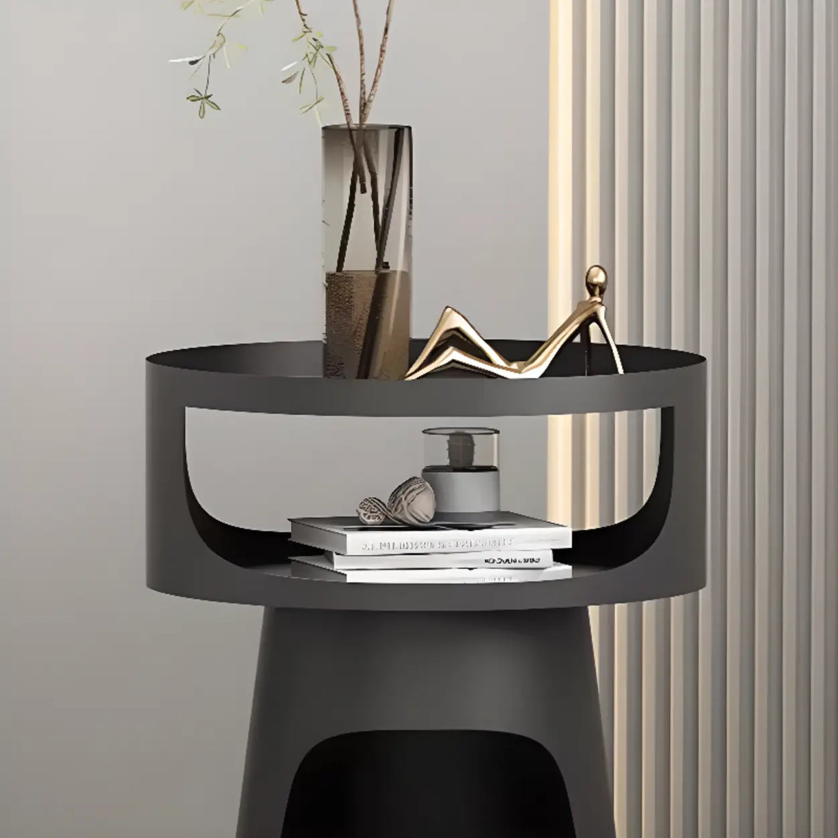 Modern Classic Circular Alloy Pedestal White Side Table Image - 7