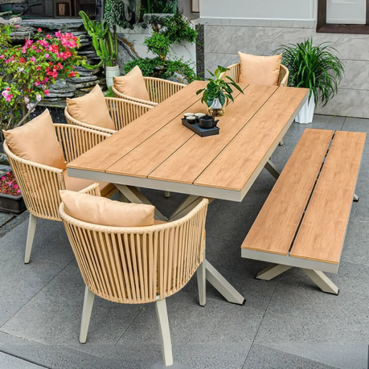 Modern Classicist 2 Chairs Ivory Aluminum Metal Outdoor Arm Chair Image - 10