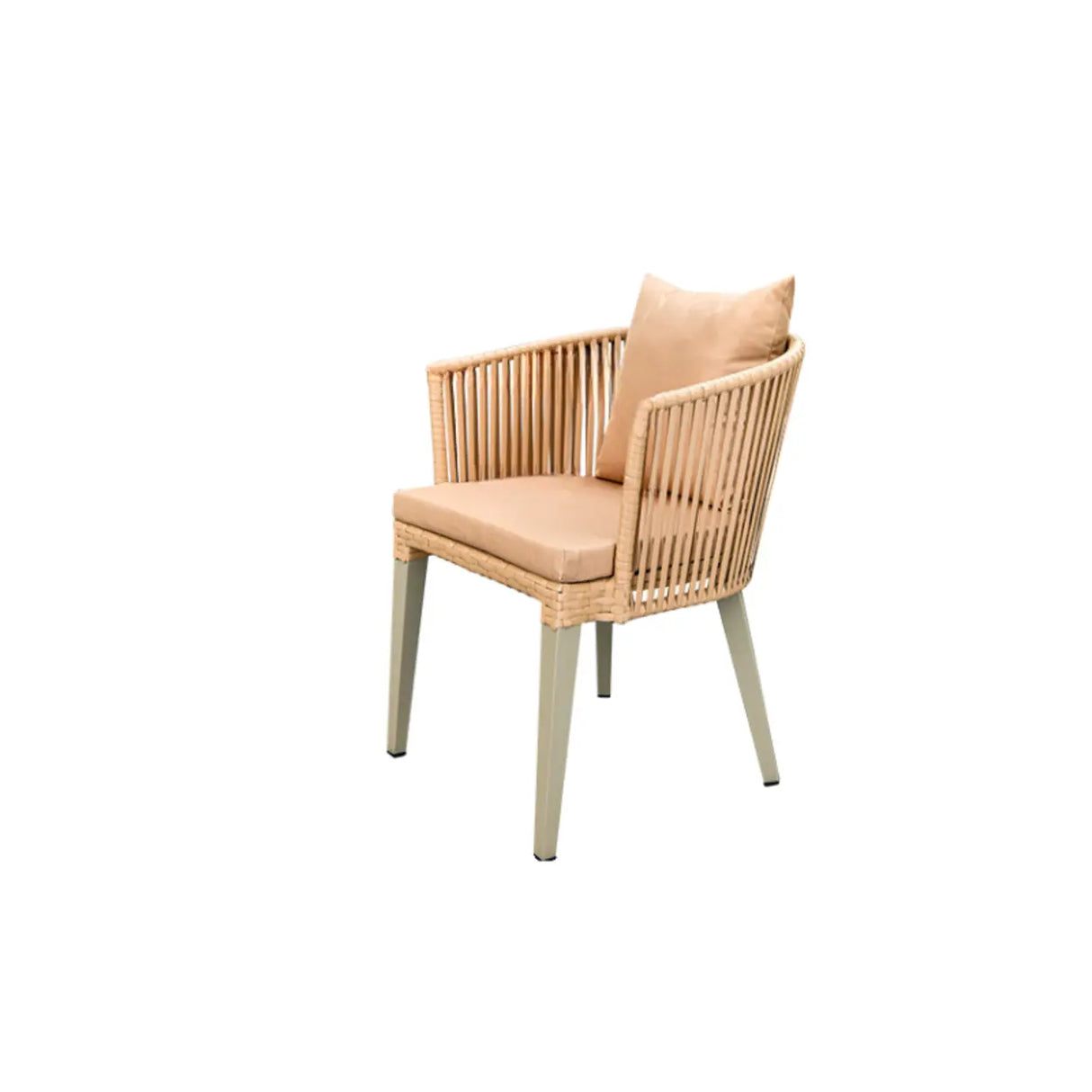 Modern Classicist 2 Chairs Ivory Aluminum Metal Outdoor Arm Chair Image - 9