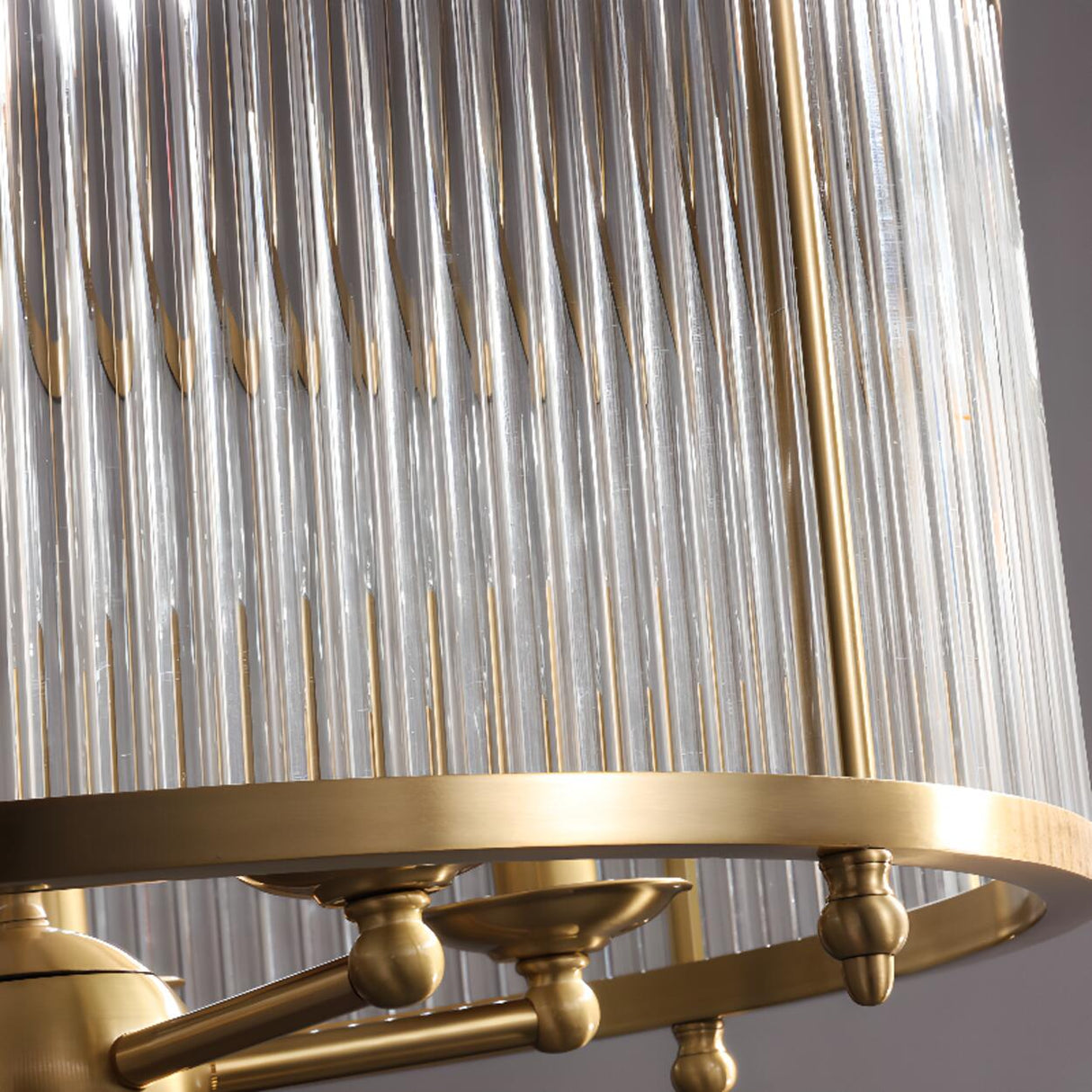 Modern Clear Glass Drum Chandelier, Adjustable Height Image - 13