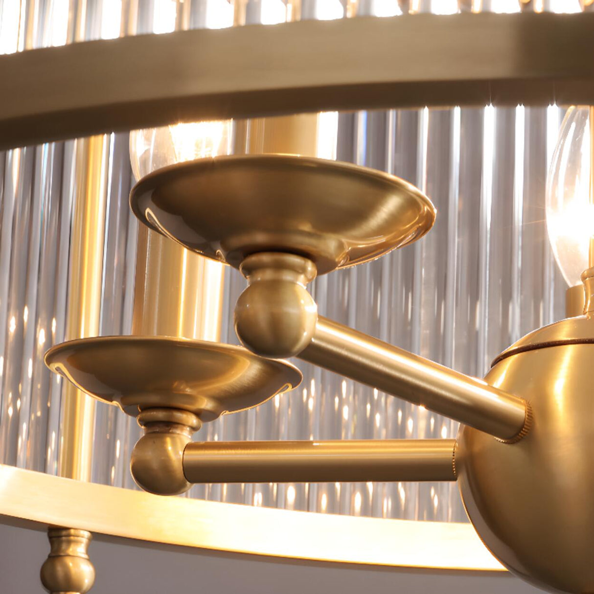 Modern Clear Glass Drum Chandelier, Adjustable Height Image - 14