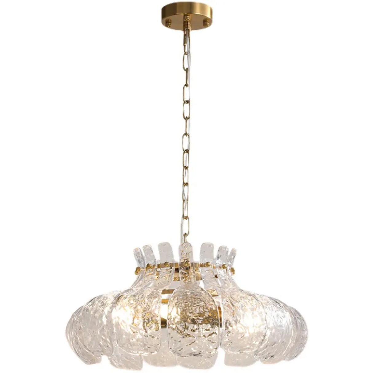 Modern Clear Glass Flower Adjustable Height Chandelier Image - 1