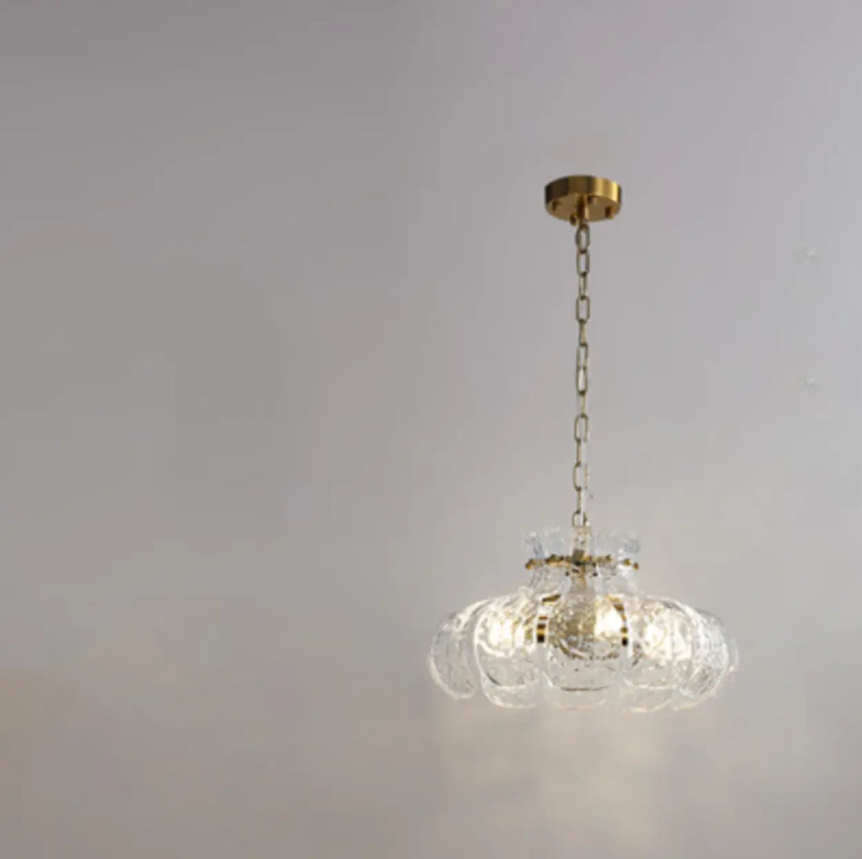 Modern Clear Glass Flower Adjustable Height Chandelier Image - 4