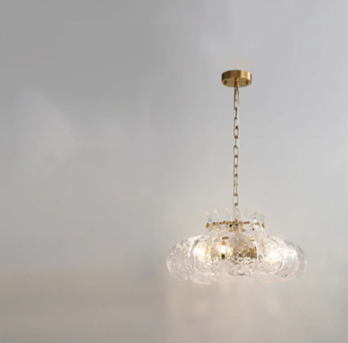 Modern Clear Glass Flower Adjustable Height Chandelier Image - 5