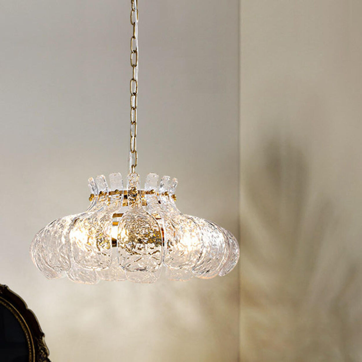 Modern Clear Glass Flower Adjustable Height Chandelier Image - 8