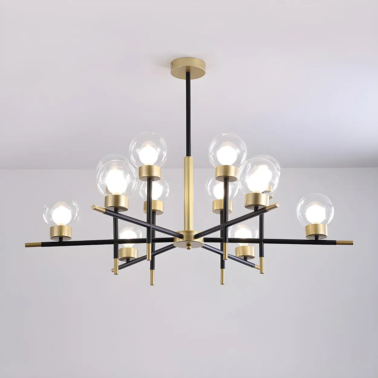 Modern Clear Globe Metal Living Room Chandelier Image - 13