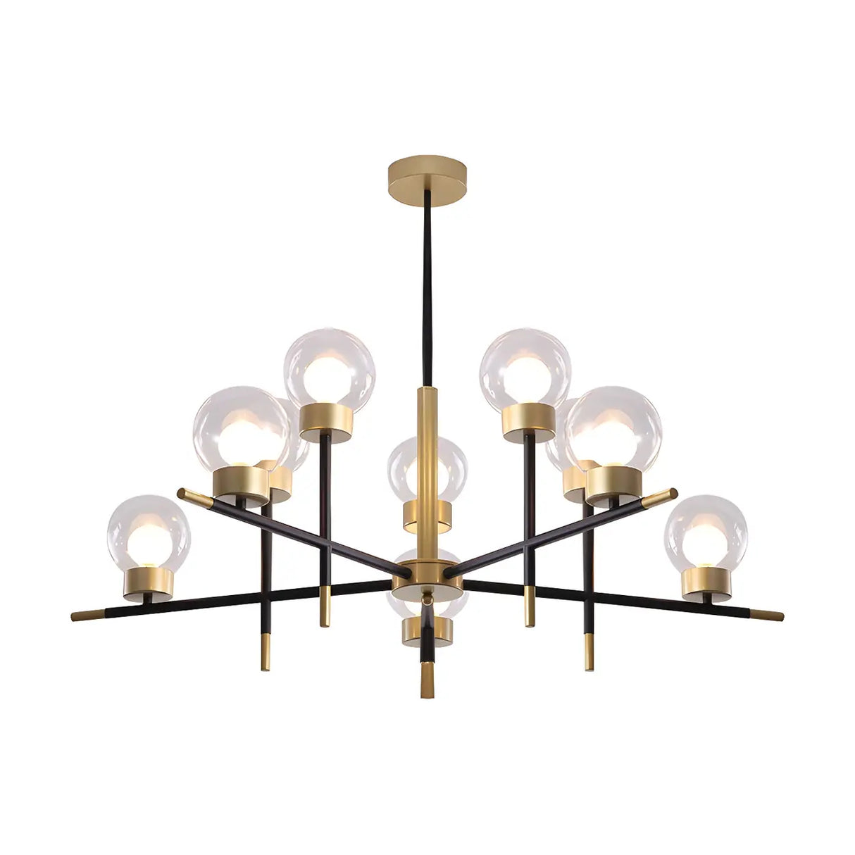 Modern Clear Globe Metal Living Room Chandelier Image - 14