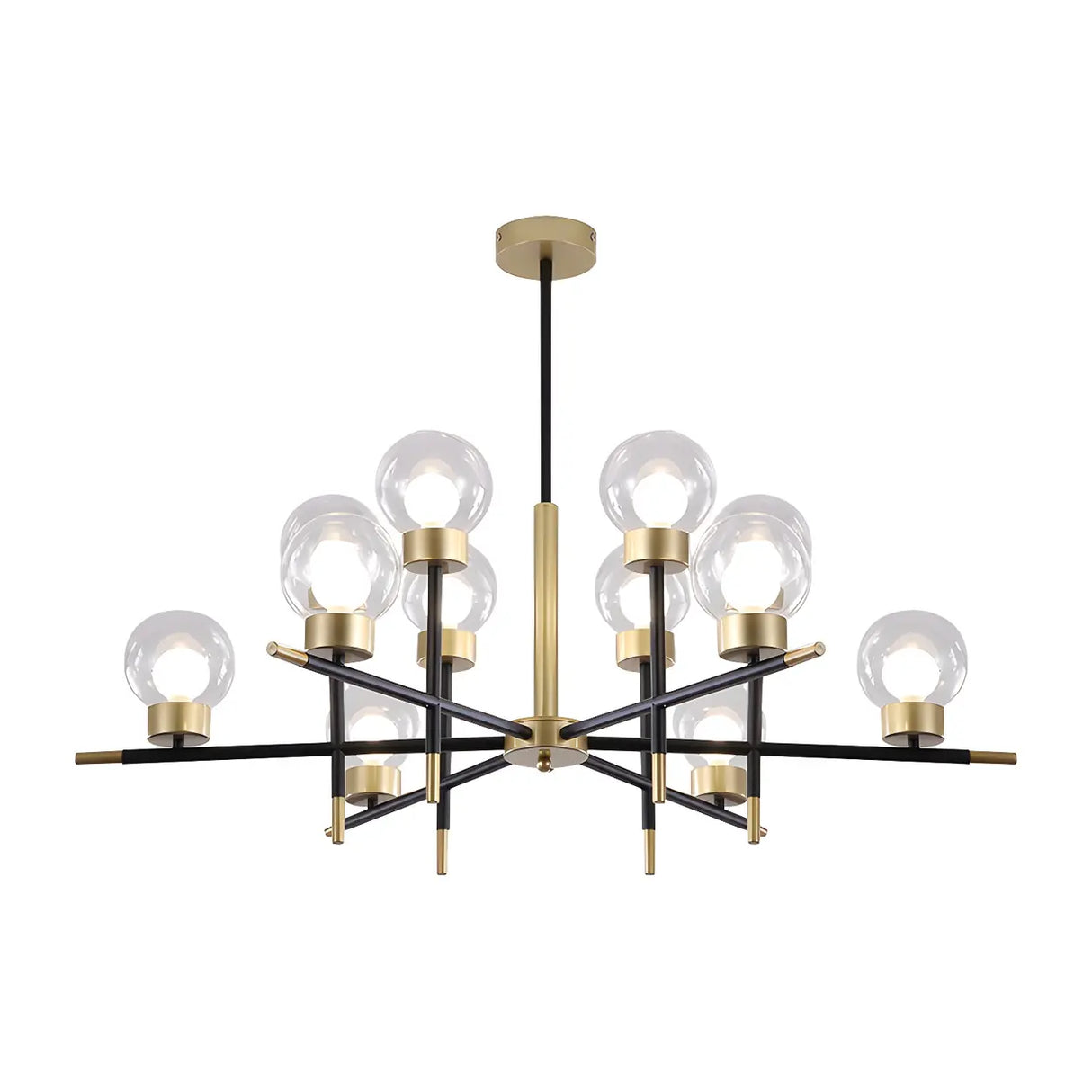 Modern Clear Globe Metal Living Room Chandelier Image - 7