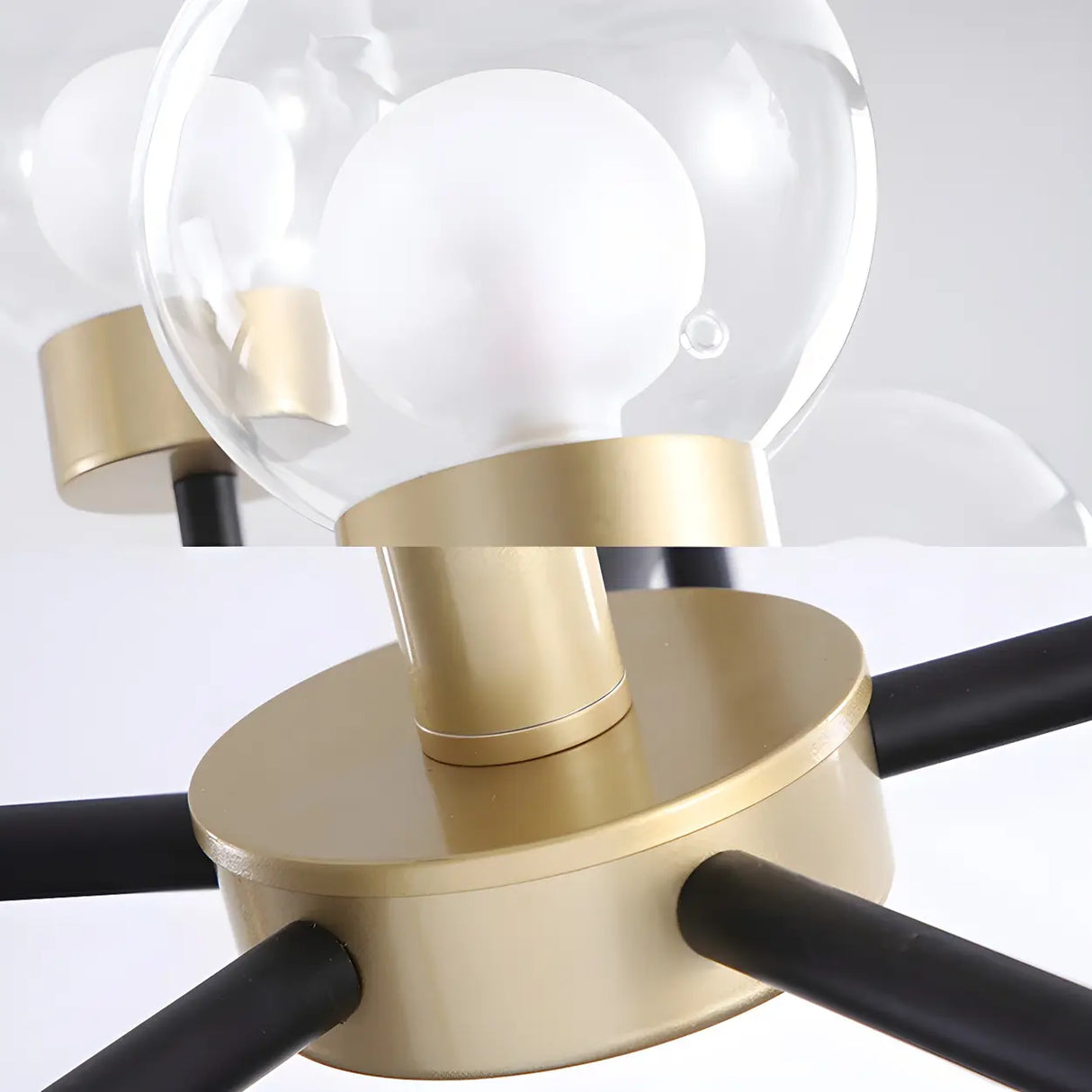 Modern Clear Globe Metal Living Room Chandelier Image - 8