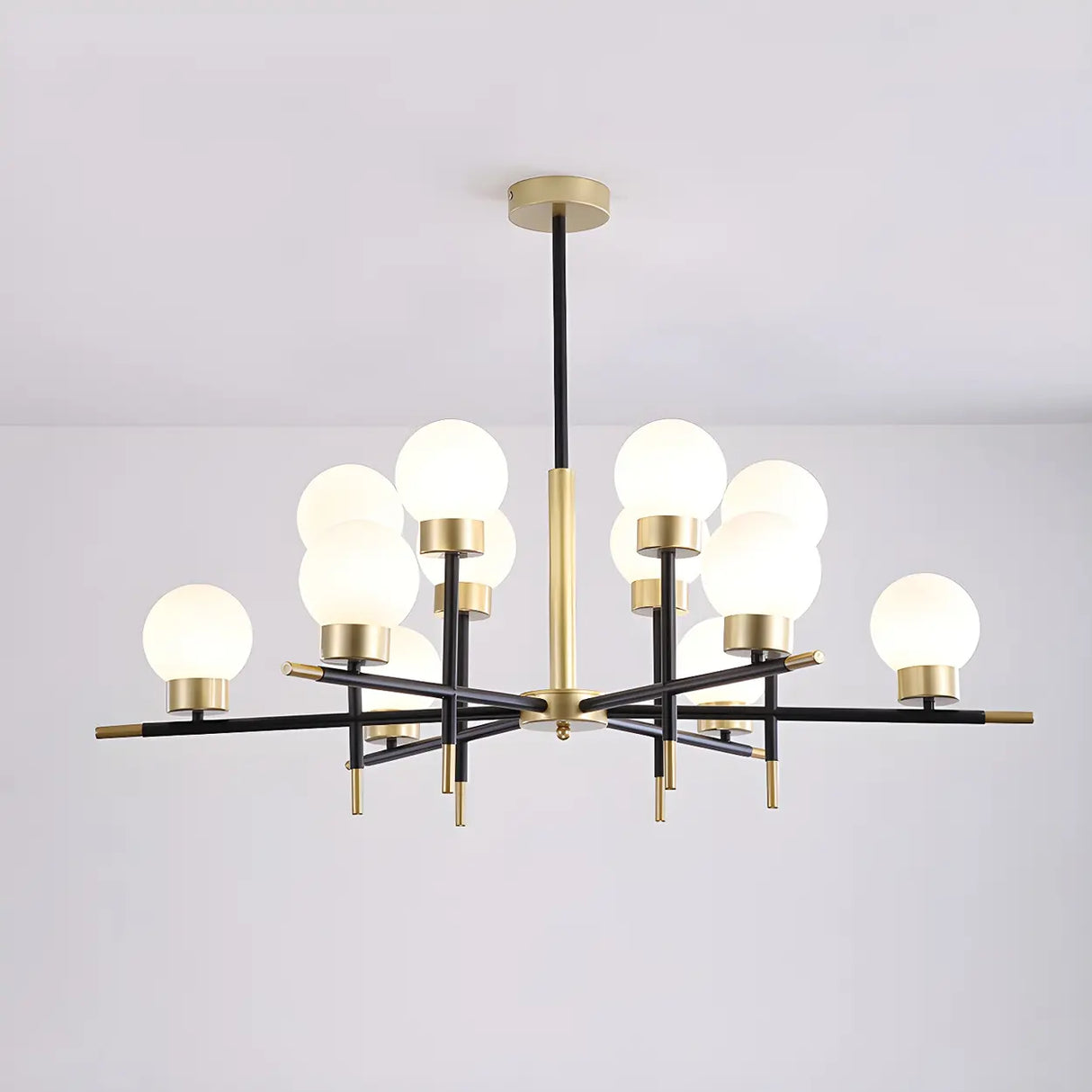 Modern Clear Globe Metal Living Room Chandelier Image - 9