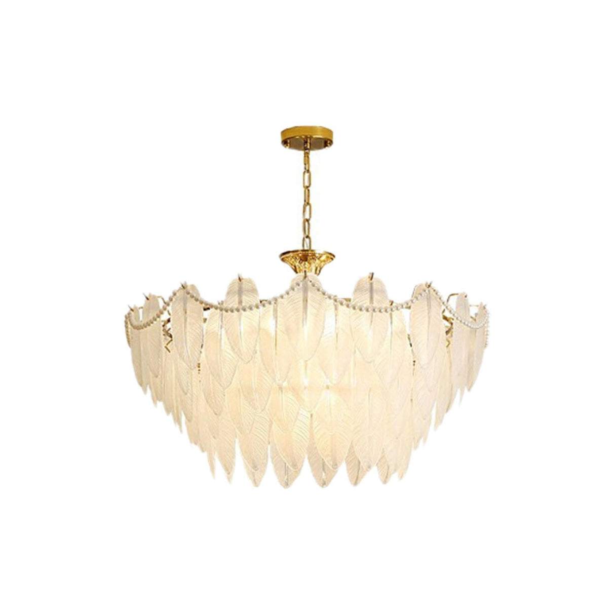Modern Clear Leaf Chandelier with Pearl Accents Image - 10