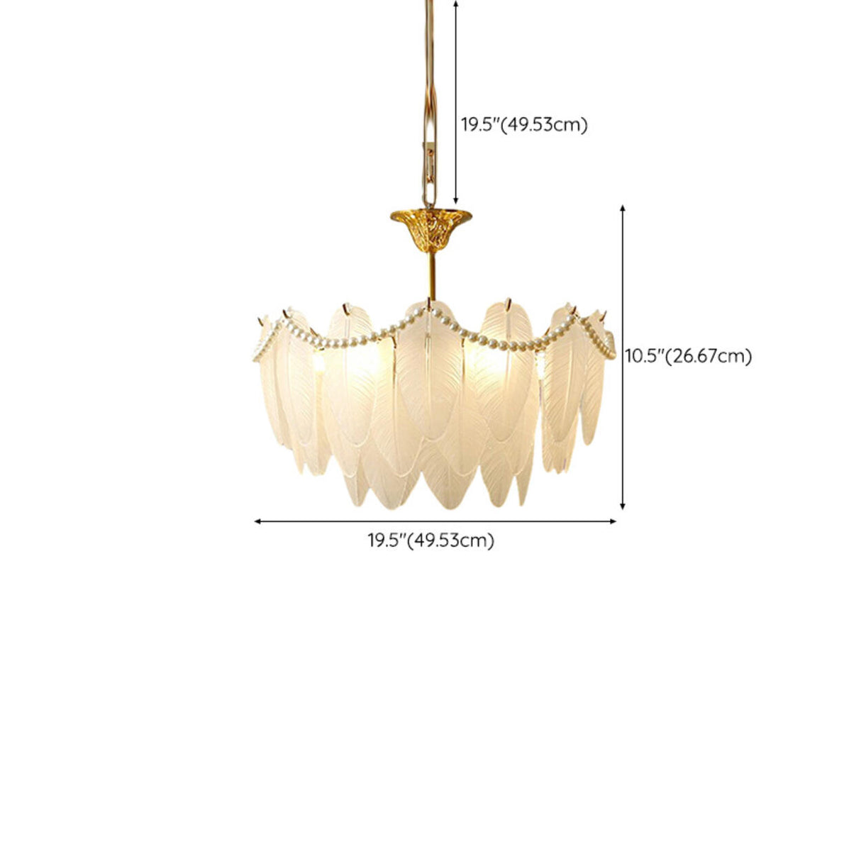 Modern Clear Leaf Chandelier with Pearl Accents Image - 15