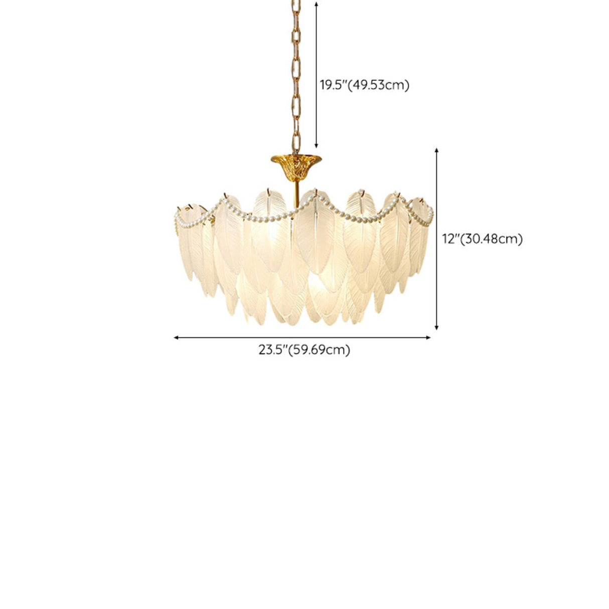 Modern Clear Leaf Chandelier with Pearl Accents Image - 17
