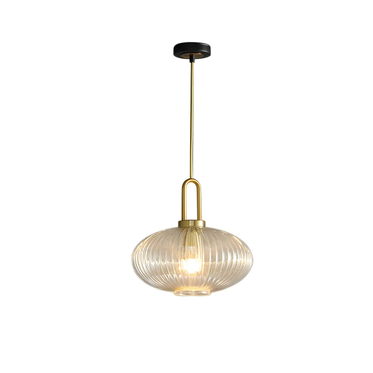Modern Clear Ribbed Glass Pendant Light for Kitchen Image - 6