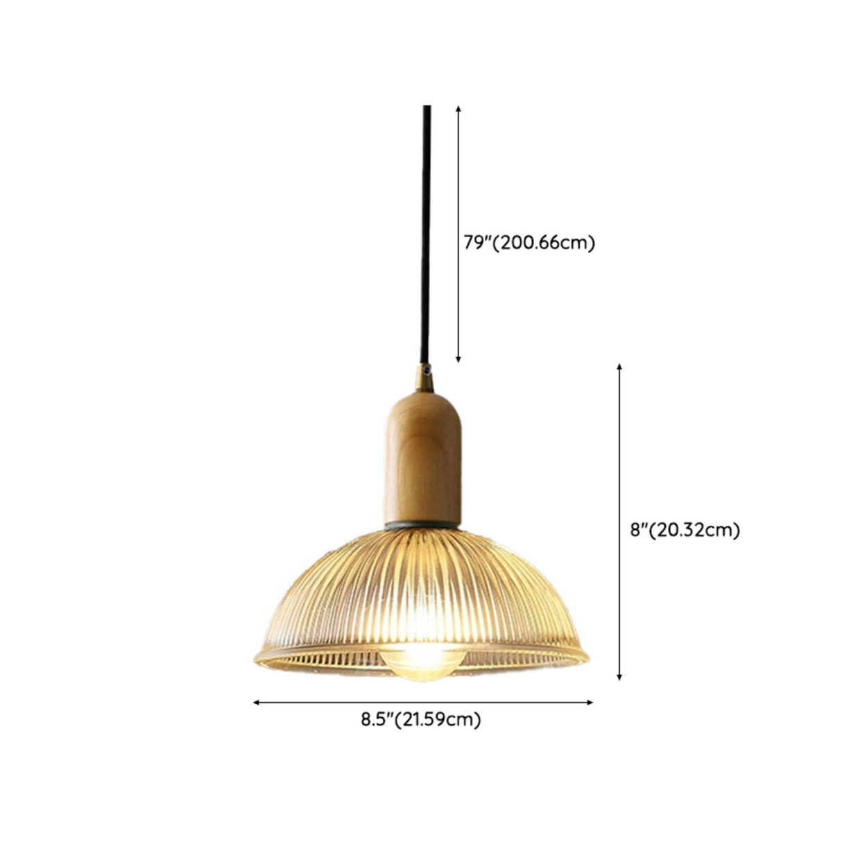 Modern Clear Textured Glass Dome Pendant Light