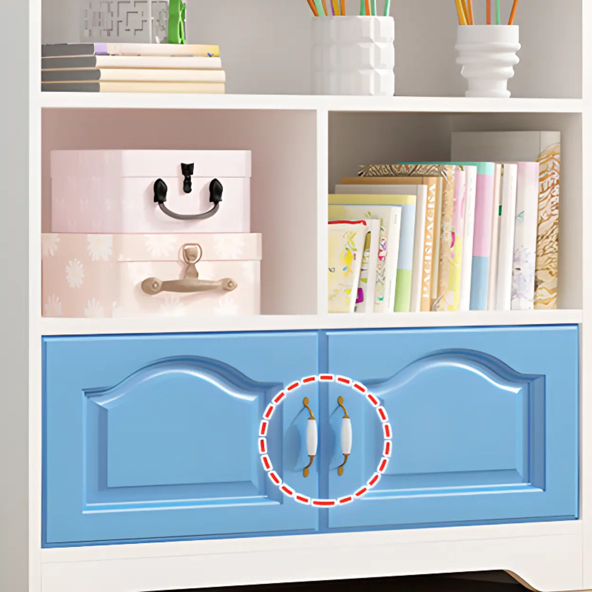 Modern Closed Back Wood Narrow Organizer Kids' Bookcase Image - 11