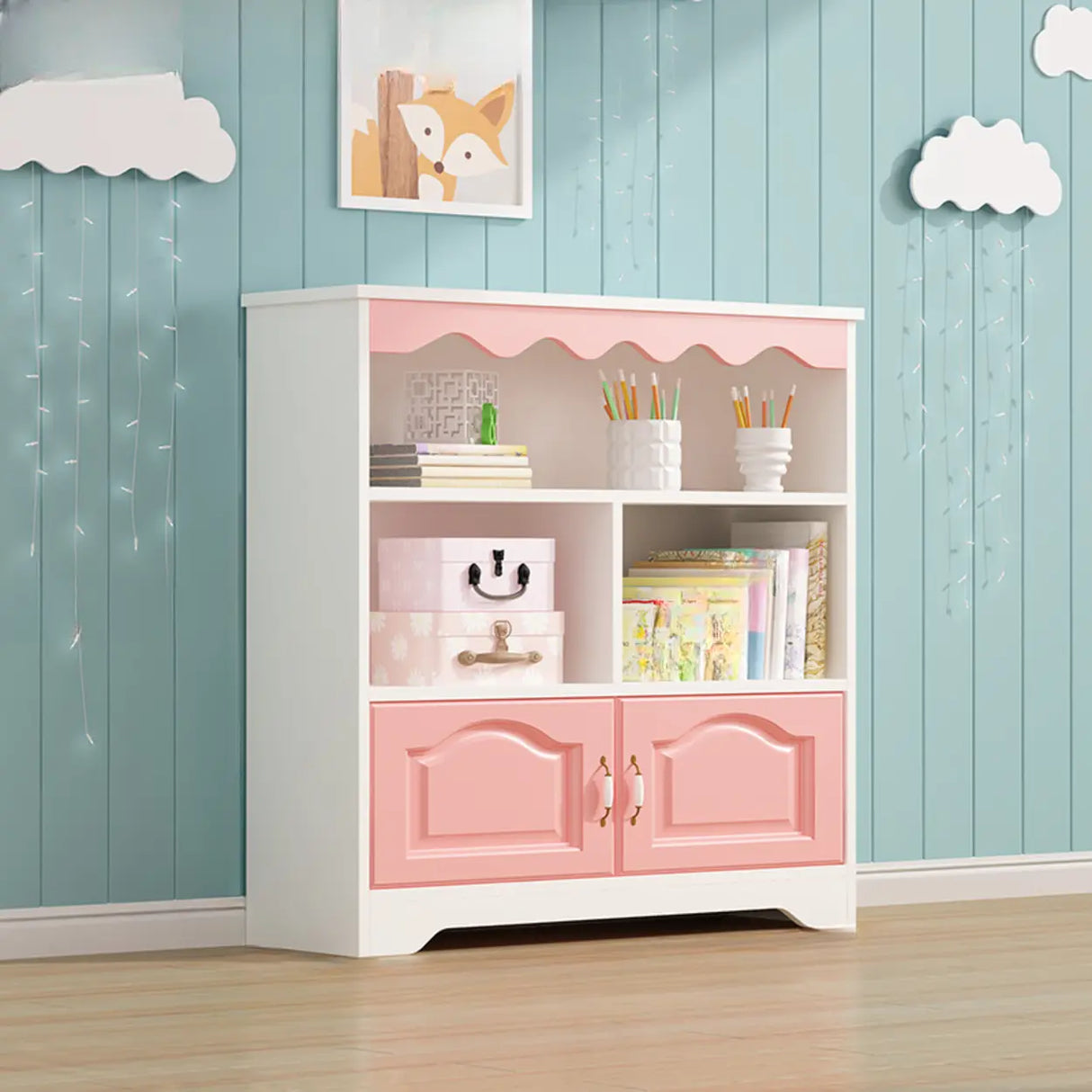 Modern Closed Back Wood Narrow Organizer Kids' Bookcase Image - 18