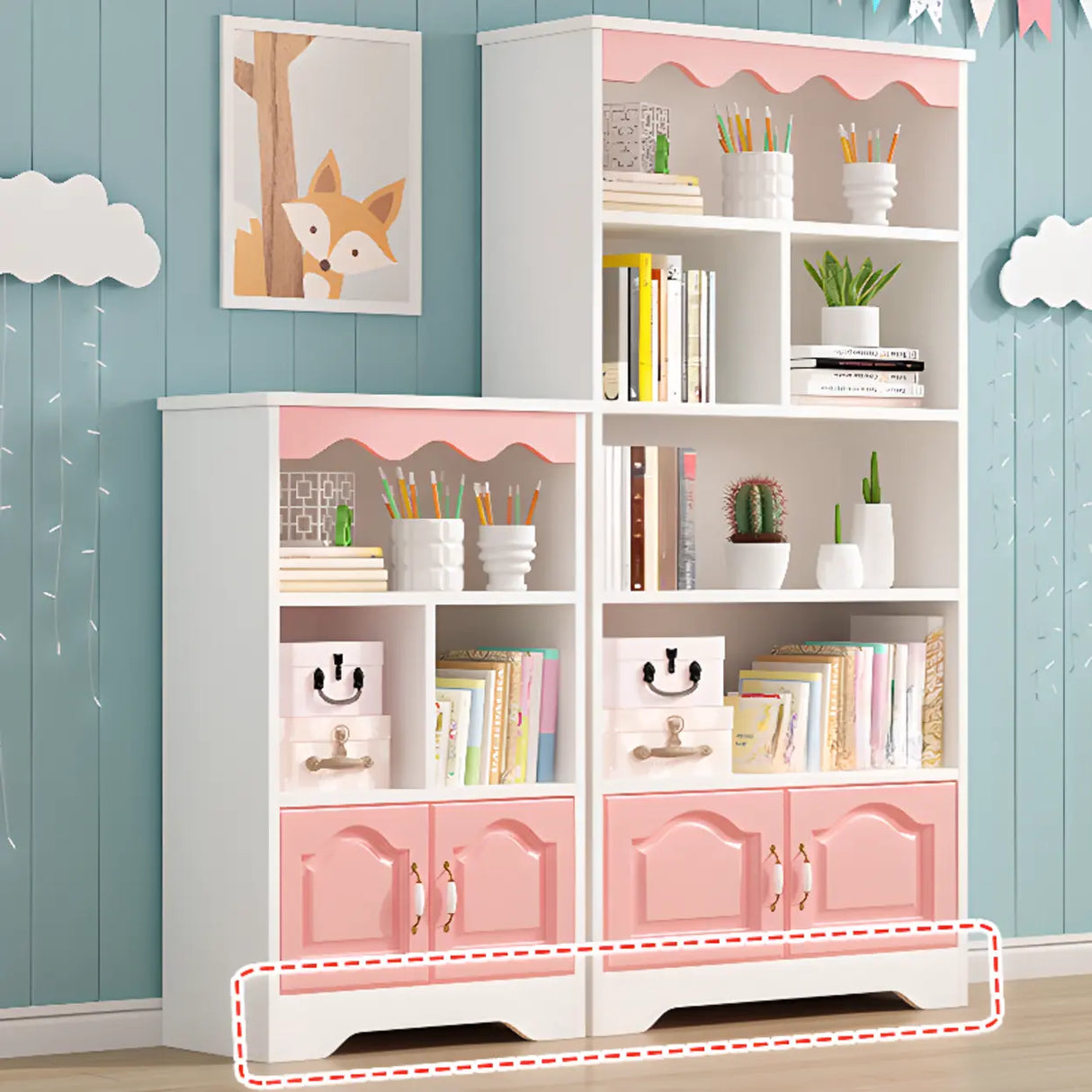 Modern Closed Back Wood Narrow Organizer Kids' Bookcase Image - 5