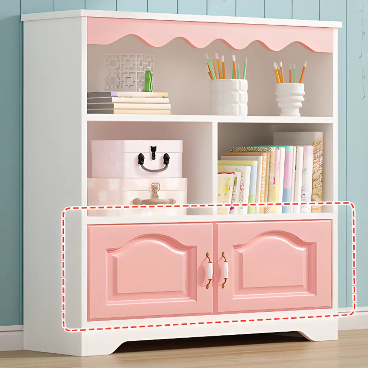 Modern Closed Back Wood Narrow Organizer Kids' Bookcase Image - 8